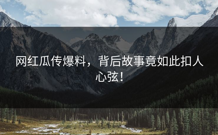 网红瓜传爆料，背后故事竟如此扣人心弦！