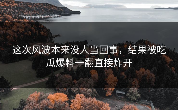 这次风波本来没人当回事，结果被吃瓜爆料一翻直接炸开